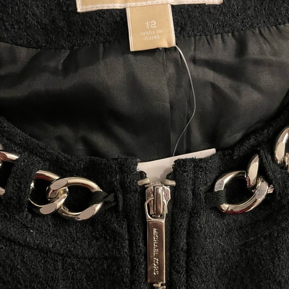 Michael Kors Black Blazer with Silver Zipper and Collarless Design - Picture 3 of 3